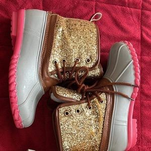 Boutique Girl Duck Boots (Gold Glitter & Fur-lined)